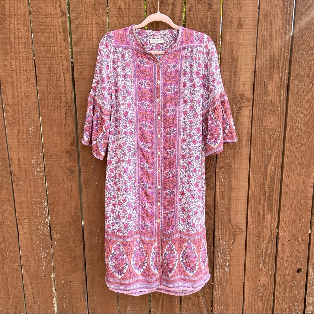 Spell & The Gypsy Collective Pink Purple Jasmine Midi Tunic Dress, XS